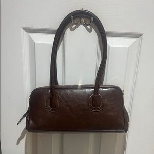 Elegant Brown faux Leather shoulder bag